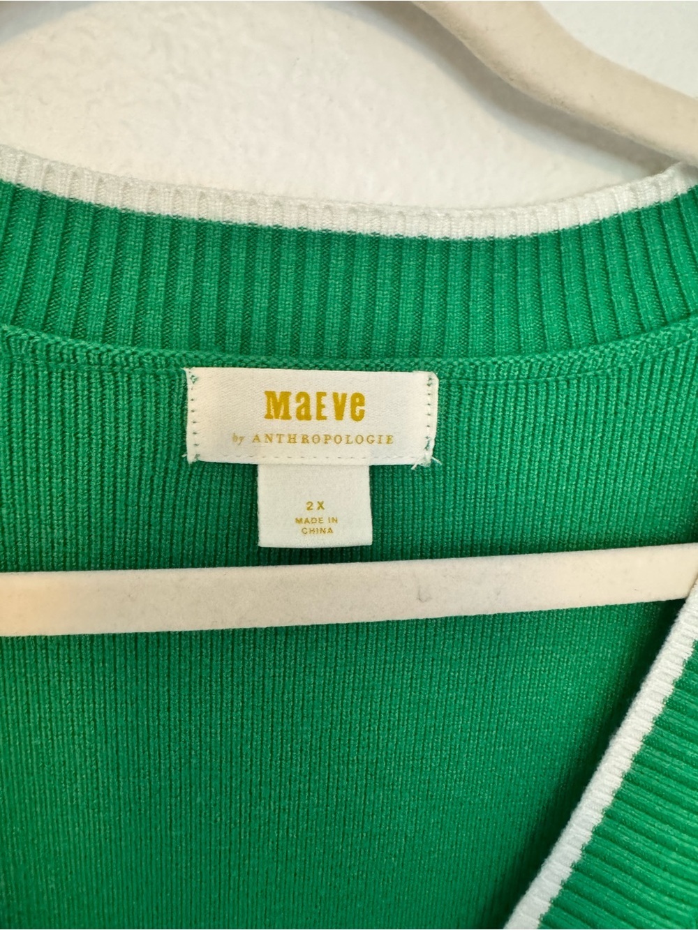 Maeve Anthropologie Womens Button Down Cardgian Green White Size 2X Plus EUC - Picture 5 of 8